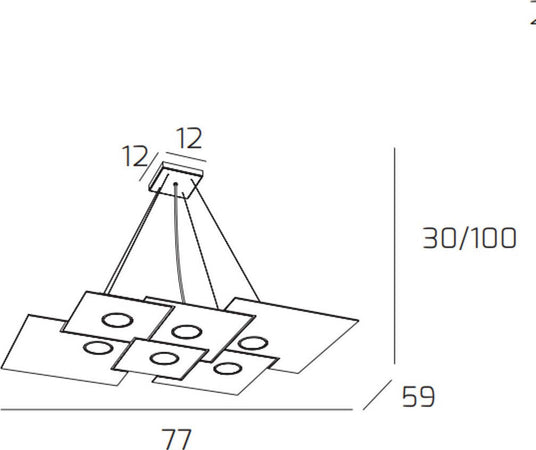 Lampadario-moderno-Top-Light-PLATE-1129-S6-R+2-Gx53-LED-metallo-biemissione-sospensione