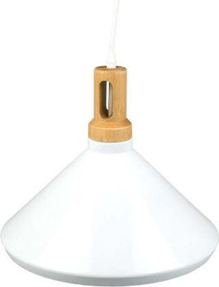 Lampadario-Pendente-Lampada-A-Sospensione-Parabola-Bianca-Base-In-Legno-Vt-7535
