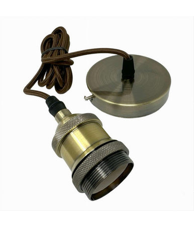 Lampadario Portalampada A Sospensione Vintage Bronzo Per Lampadine E27 2mt E27-2m-v