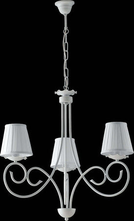 Lampadario-Provenzale-3-Luci-Ferro-Battuto-e-Paralumi-Bianco-Shabby-Serie-Alma