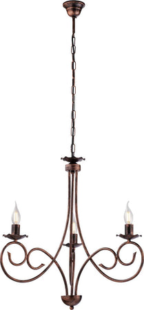 Lampadario-Provenzale-Candelabro-Alma-3-Luci-Ferro-Battuto-Nero-E-Rame