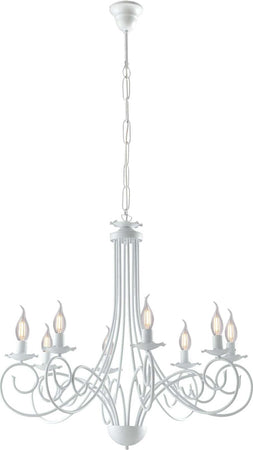 Lampadario-Provenzale-Candelabro-Alma-8-Luci-Ferro-Battuto-Bianco-Shabby