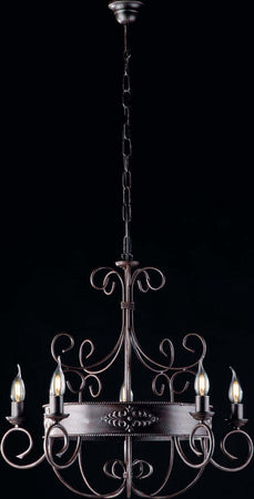 Lampadario-Rustico-Baltimora-Nero-Ruggine---Corten-5-Luci-E14
