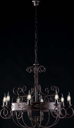 Lampadario-Rustico-Baltimora-Nero-Ruggine---Corten-8-Luci-E14