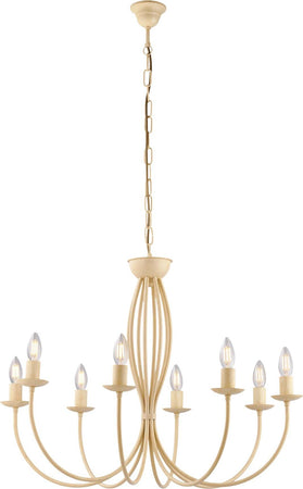 Lampadario-Rustico-Botte-8-Luci-In-Ferro-Battuto-Decapè-Avorio