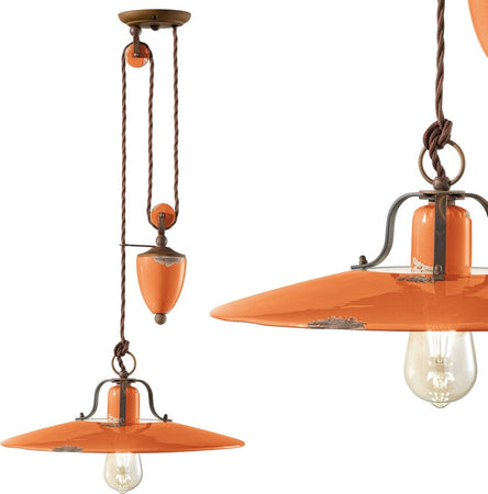 Lampadario-rustico-Ferroluce-Retrò-COUNTRY-C1446-E27-LED-ceramica-saliscendi