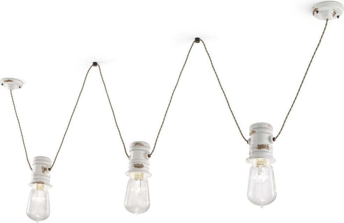 Lampadario-rustico-Ferroluce-Retrò-URBAN-C1742-E27-LED-treccia-ceramica-sospensione