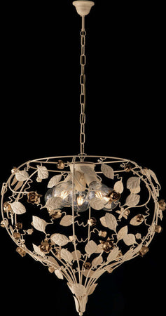 Lampadario-Shabby-Chic-Bella-Avorio-Oro-5-Luci-E27