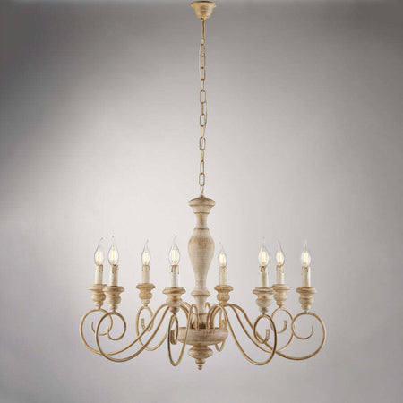 Lampadario-Shabby-Chic-Cascina-Bianco-Tortora-Vintage-8-Luci-E14
