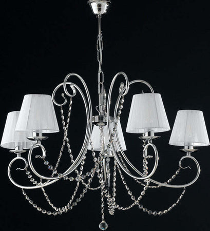 Lampadario-Shabby-Chic-Magda-Cromo-5-Luci-E14-Con-Paralume