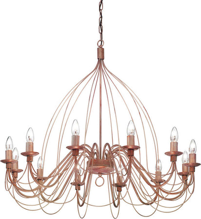 Lampadario-Shabby-Chic-Provenzale-Corte-Metallo-Corten-12-Luci-E14