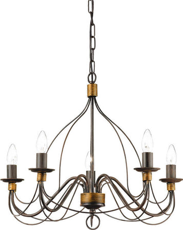 Lampadario-Shabby-Chic-Provenzale-Corte-Metallo-Corten-5-Luci-E14