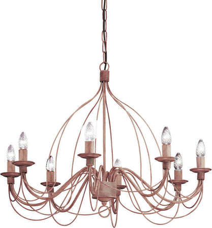 Lampadario-Shabby-Chic-Provenzale-Corte-Metallo-Corten-8-Luci-E14