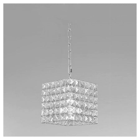 Lampadario Sospeso Cubo Con Cristalli Lampada Luce E27 Argento Quadrato 32323