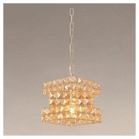 Lampadario Sospeso Cubo Intrecciato Con Cristalli Lampada Luce E27 Oro 32385