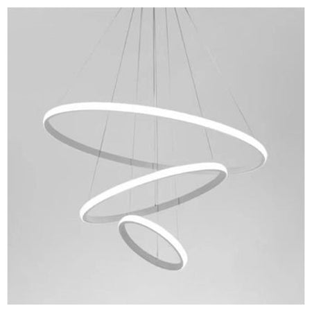 Lampadario Sospeso Led 72w 3 Cerchi Pendente Rotondo Anelli Bianco Luce 6500k 50293
