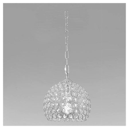 Lampadario Sospeso Tondo Cupola Lampada Mezza Sfera Cristalli Luce E27 Argento 32378