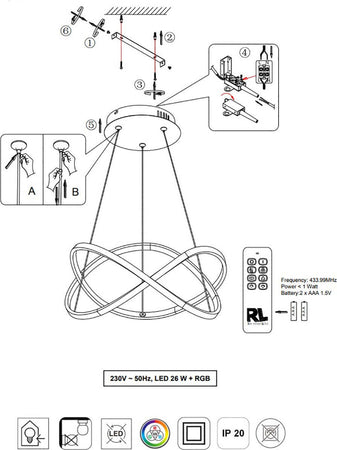 Lampadario-Trio-Lighting-RUBIN-30W-LED-2350Lm-3000°K-RGB-dimmerabile-sospensione-luce-notturna-ultramoderna-interno
