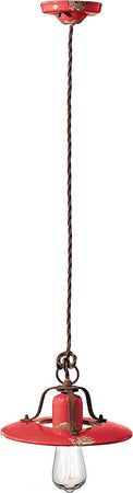 Lampadario-Vintage-Country-Ferro-E-Ceramica-Rosso-1-Luce-E27-25Cm