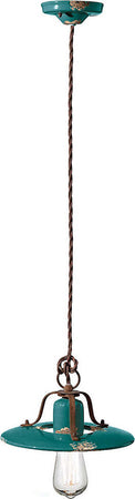 Lampadario-Vintage-Country-Ferro-E-Ceramica-Verde-1-Luce-E27-25Cm
