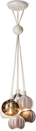 Lampadario-Vintage-Decò-Afoxe'-Alluminio-Ceramica-Vetro-Mix-6-Luci-E14