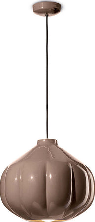 Lampadario-Vintage-Decò-Afoxe'-Ceramica-Marrone-Moka-1-Luce-E27