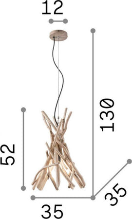 Lampadario-vintage-Ideal-Lux-DRIFTWOOD-SP1-129600-E27-LED-metallo-legno-naturale-sospensione