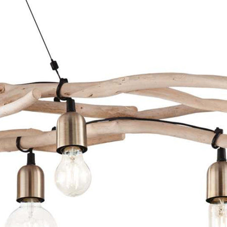 Lampadario-vintage-Ideal-Lux-DRIFTWOOD-SP6-180922-E27-LED-metallo-legno-naturale-sospensione