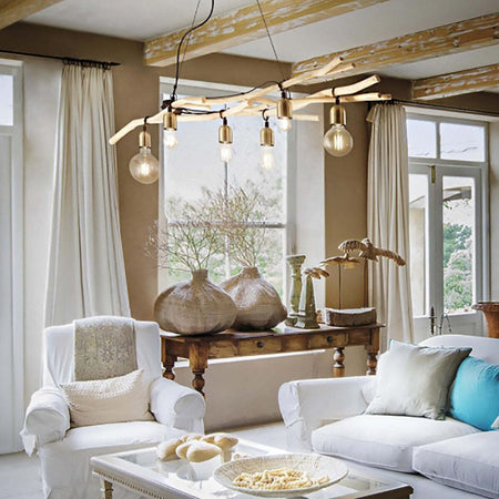 Lampadario-vintage-Ideal-Lux-DRIFTWOOD-SP6-180922-E27-LED-metallo-legno-naturale-sospensione