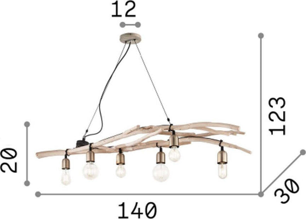 Lampadario-vintage-Ideal-Lux-DRIFTWOOD-SP6-180922-E27-LED-metallo-legno-naturale-sospensione