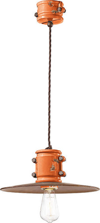 Lampadario-Vintage-Urban-Ferro-E-Ceramica-Arancio-1-Luce-E27-40Cm