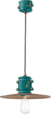 Lampadario-Vintage-Urban-Ferro-E-Ceramica-Verde-1-Luce-E27-40Cm