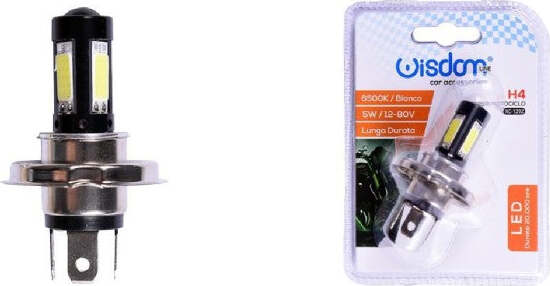 Lampadina-Led-H4-Nero-Per-Motociclo-Luce-Bianco-6500k-5watt-Lunga-Durata-Xc-1292