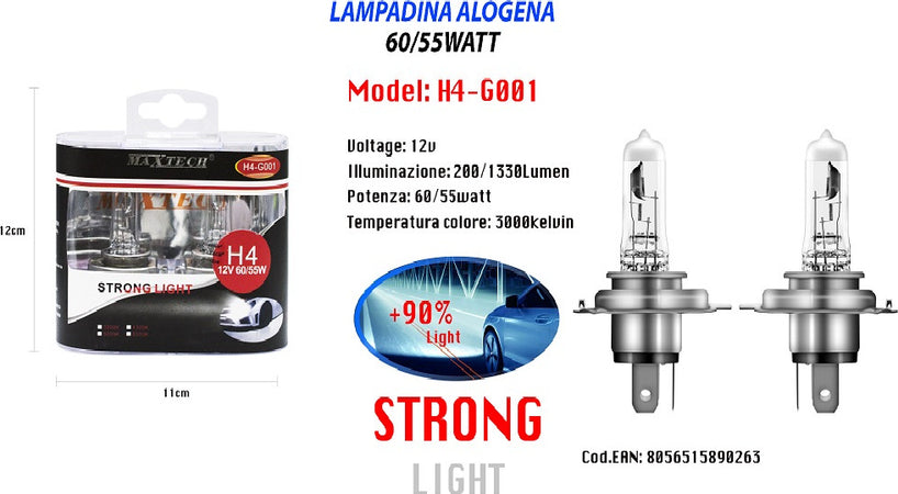 Lampadine Alogene Per Auto H4 60/55 W 12v Luce Calda Di Ricambio Maxtech H4-g001 Auto e Moto/Parti per auto/Luci lampadine e indicatori/Lampadine/Lampadine per esterno Trade Shop italia - Napoli, Commerciovirtuoso.it