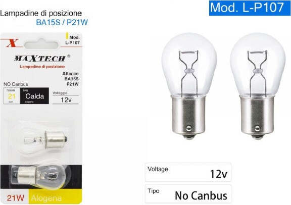 Lampadine-Di-Posizione-Auto-Ba15s-L-p107-12v-21watt-Luce-Calda-Alogena-No-Canbus