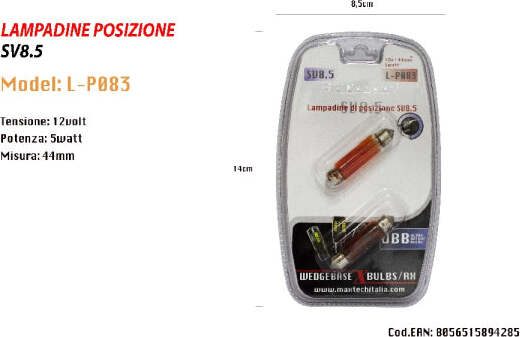 Lampadine-Di-Posizione-Sv8.5-12v-5w-44mm-Lampadine-Ultra-Luminose-Maxtech-L-p083r