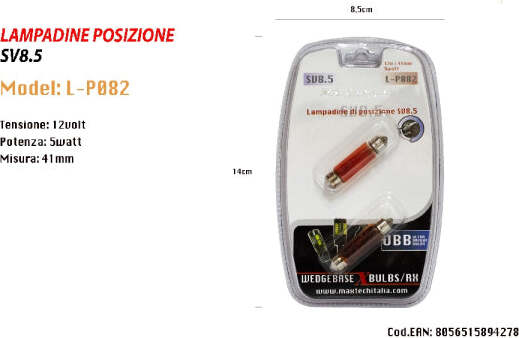 Lampadine-Di-Posizione-Sv8.5-Maxtech-L-p082r-12v/41mm-5w-Lampadine-Ultra-Luminose