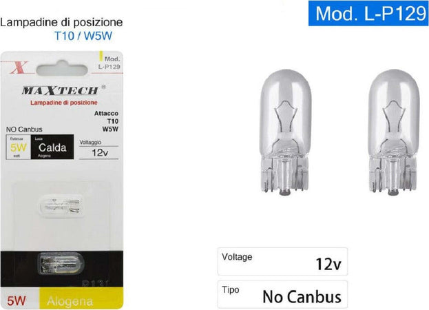Lampadine Di Posizione T10 W5w 12v Auto 5w Luce Calda Alogena L-p129 No Canbus Auto e Moto > Auto > Illuminazione Auto Trade Shop italia - Napoli, Commerciovirtuoso.it