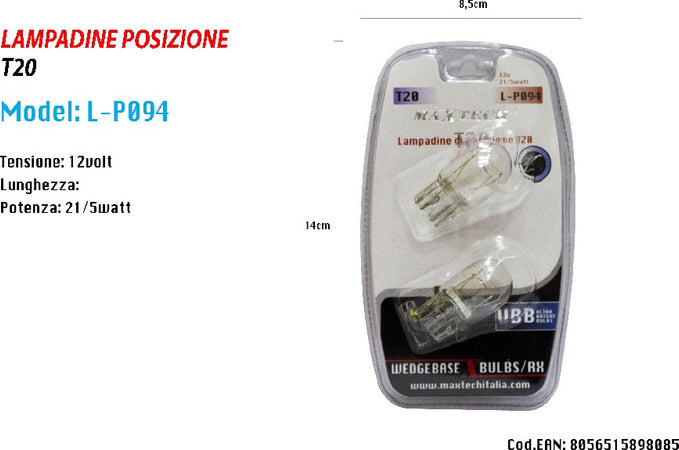 Lampadine Di Posizione T20 12 V 21 / 5 W Maxtech L-p094 Lampadine Ultra Luminose Auto e Moto/Parti per auto/Luci lampadine e indicatori/Lampadine/Lampadine per esterno Trade Shop italia - Napoli, Commerciovirtuoso.it