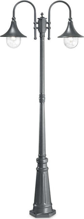 Lampione-Esterno-Rustico-Country-Cima-Alluminio-Antracite-2-Luci-E27