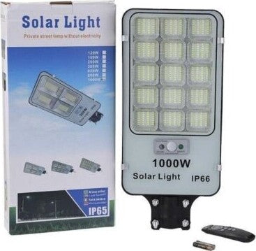 Lampione-Solare-Faro-Stradale-LED-1000W-Sensore-Crepuscolare-Luce-Fredda-ip65