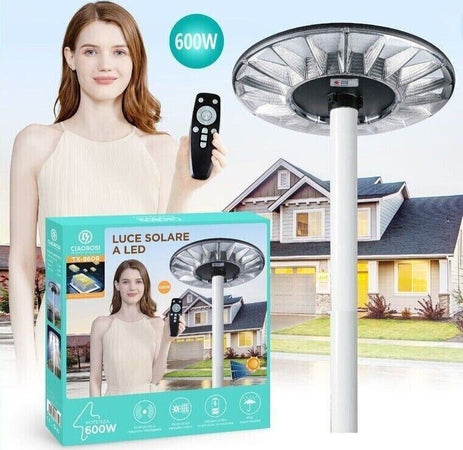 Lampione-stradale-450-LED-600W-Pannello-SOLARE-CREPUSCOLARE-SENSORE-Radar-IP65