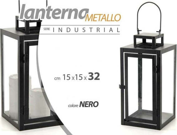 Lanterna-Portacandela-In-Vetro-Metallo-Nero-15x15x32cm-Moderna-Industrial-765001