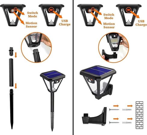 lanterna solare 100 led sensore di movimento lampada a terra o applique a muro / hs-v83 Illuminazione/Illuminazione per esterni/Lampade da parete Zencoccostore - Formia, Commerciovirtuoso.it