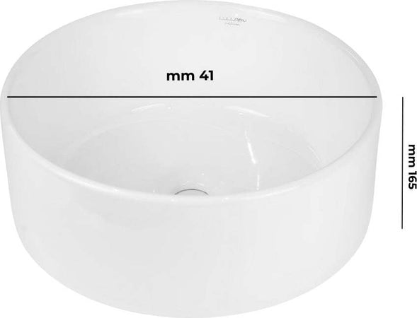 Lavabo-Da-Appoggio-Ceramica-Bianco-Tondo-Arredo-Bagno-Lavandino-41x41x16,5-Cm