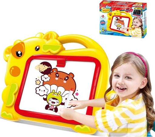Lavagna-Magnetica-Bambini-Hippo-2in1-Con-Gessetti-Cassino-E-Pennarelli-Giallo