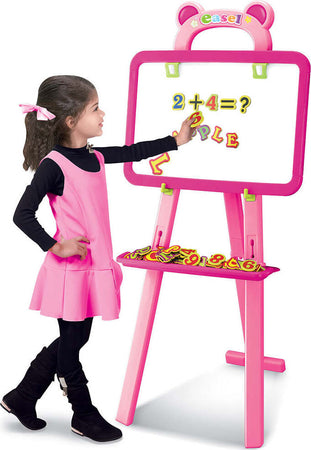 Lavagna-magnetica-per-Bambini-con-Treppiedi-Lettere-Pennarelli-e-Gessetti-Rosa