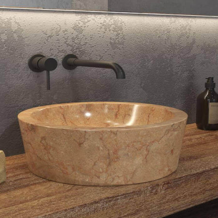 Lavandino Bagno Marmo Rosso Naturale Rotondo 40cm Lavabo Tondo Da Appoggio H 15cm in Marmo Naturale Rosso Scolpito Dal Pieno Casa e cucina/Bagno/Attrezzature per bagni/Lavandini bagno/Lavabi Shopbagno.it - Roma, Commerciovirtuoso.it