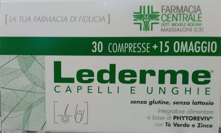 Lederme Integratore per Capelli e Unghie 30 Compresse +15 in Omaggio Senza Glutine - Senza Lattosio Phytogarda
