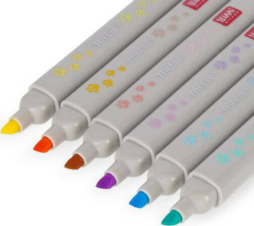 Legami - Set Di 6 Evidenziatori Pastello Doppia Punta, 12 Colori Pastello, Inchiostro A Base Di Acqua, Punta A Scalpello, 1,3x13,5 Cm, Tema Meow Cancelleria e prodotti per ufficio/Penne matite scrittura e correzione/Marcatori ed evidenziatori/Evidenziatori Cartoleria Deja Vu - Crotone, Commerciovirtuoso.it